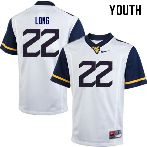 Youth #22 Jake Long West Virginia Mountaineers College Football Jerseys Sale-White